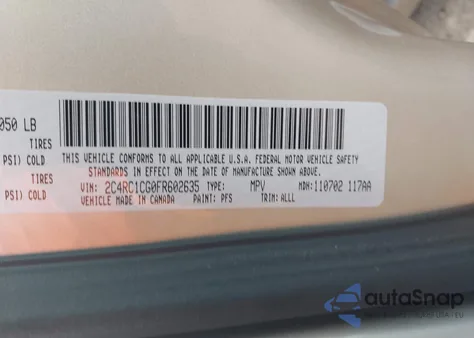 2015 Chrysler Town & Country Touring-L z USA, uszkodzony, nr VIN 2C4RC1CG0FR602635